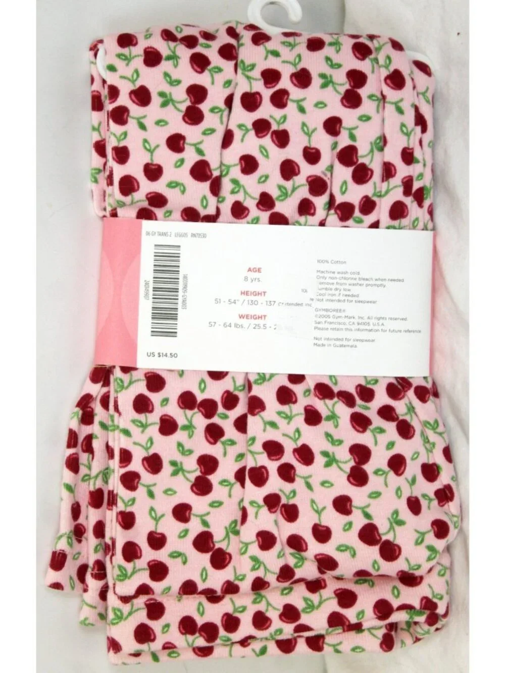 2006 Gymboree Cherry Pie Pink Leggings Cotton sz 7 Pants Fall BTS NEW